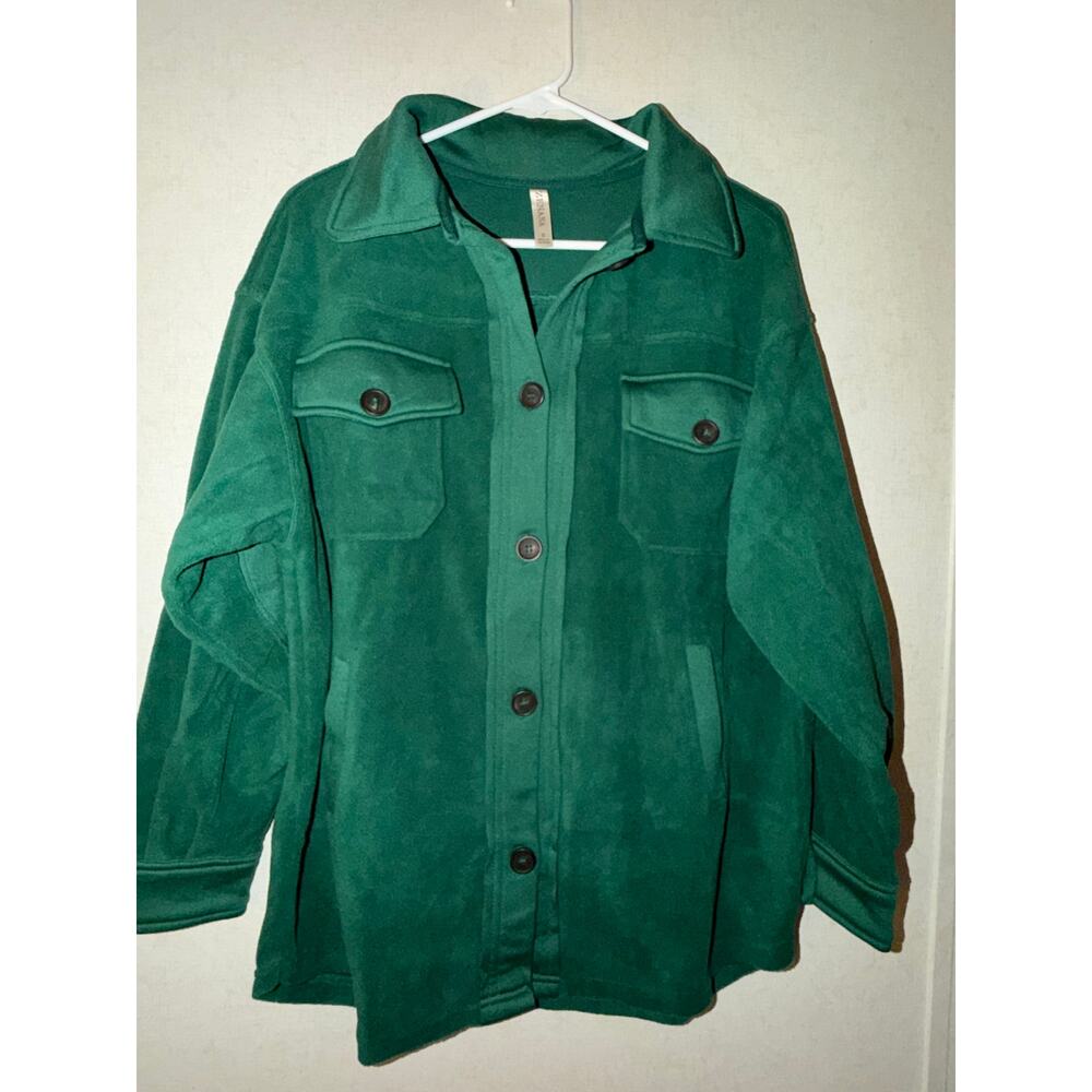 Zenana Oversized Basic Fleece Shacket Women’s Siz… - image 2